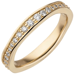 Memory-Ring aus 585 Gold Gelbgold mit Diamanten Brillanten W-SI rundum