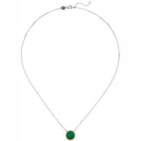 Kette Collier aus 925 Silber bicolor vergoldet mit Malachit grün rund 45cm