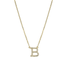 Collier Buchstabe B aus 750 Gelbgold 25 Brillanten 0,11ct TW-SI L:43,2cm