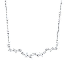 Collier aus 750 Weißgold 15 Diamanten Navette-Schliff 0,69ct TW-SI L:43,2cm