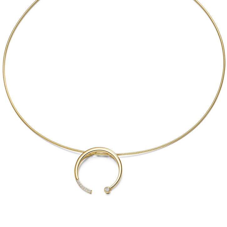 Anhänger rund 26.9mm aus 585 Gelbgold mit 8 Diamanten