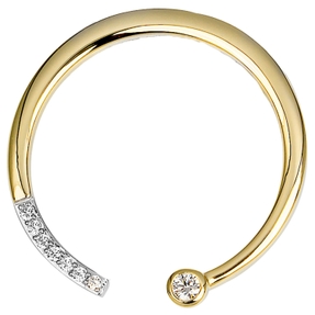 Anhänger rund Ø 26,9mm aus 585 Gold Gelbgold mit 8 Diamanten Brillanten W-Si Anhänger rund Ø 26,9mm aus 585 Gold Gelbgold mit 8 Diamanten Brillanten W-Si