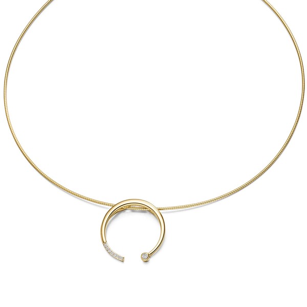 Anhänger rund 26.9mm aus 585 Gelbgold mit 8 Diamanten