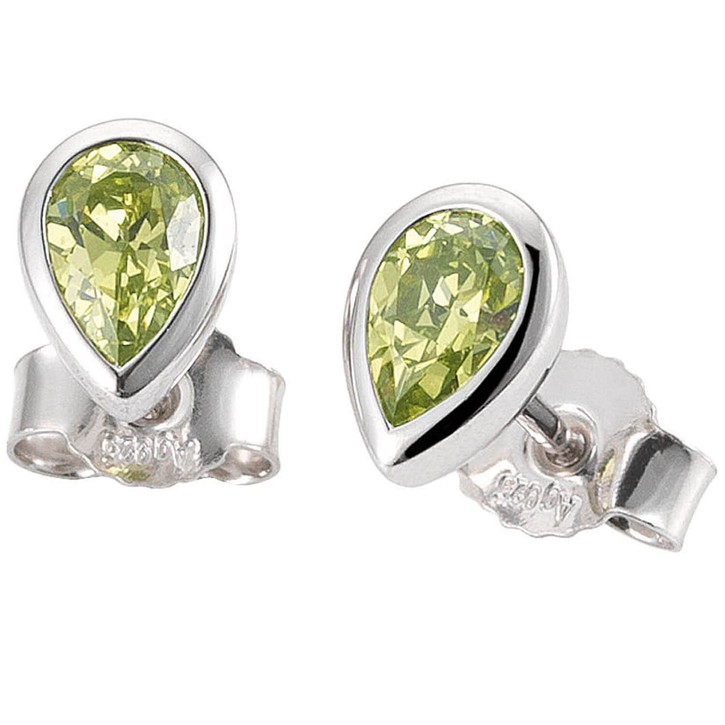 Ohrstecker aus 585 Weißgold 2 Peridote grün