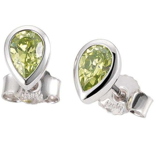 Ohrstecker aus 585 Weißgold 2 Peridote grün