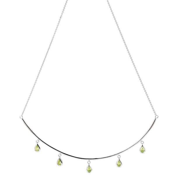 Collier aus 585 Gold Weißgold 5 Peridote grün 44cm