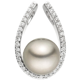 Anhänger aus 585 Gold Weißgold mit Tahiti Perle & 35 Diamanten 0,26 Ct. W/P1 Anhänger aus 585 Gold Weißgold mit Tahiti Perle & 35 Diamanten 0,26 Ct. W/P1