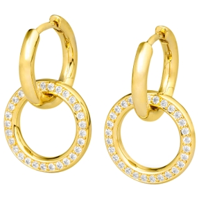 Paar Creolen aus 585 Gold Gelbgold 58 Diamanten W-SI, Kreise, 4-teilig Paar Creolen aus 585 Gold Gelbgold 58 Diamanten W-SI, Kreise, 4-teilig