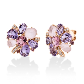 Ohrstecker aus 750 Rotgold 20 Turmaline 8,7ct pink 18 Brillanten 0,12ct TW-SI