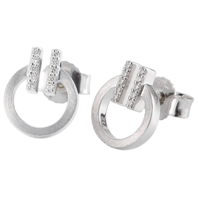 Paar Ohrringe Ohrstecker 585 Gold Weißgold mattiert 20 Diamanten 0,1 Ct. W-SI Paar Ohrringe Ohrstecker 585 Gold Weißgold mattiert 20 Diamanten 0,1 Ct. W-SI