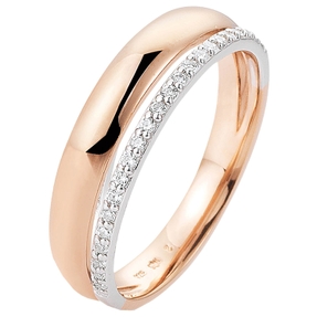 Ring aus 585 Gold rot/weiß bicolor mit 23 Diamant-Brillanten 0,15 Ct. W-SI