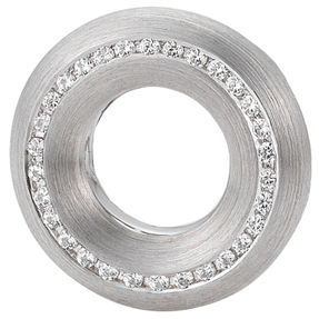 Anhänger Kreis Ø 16,7mm 585 Gold Weißgold mattiert 30 Diamanten 0,195 Ct. W-SI Anhänger Kreis Ø 16,7mm 585 Gold Weißgold mattiert 30 Diamanten 0,195 Ct. W-SI