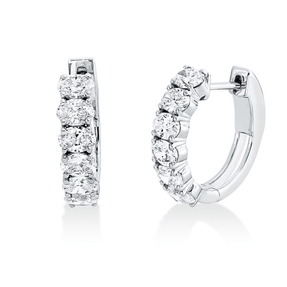Creolen aus 585 Weißgold 12 Diamanten Oval-Schliff 2,25ct F-SI 17,2x4,5mm