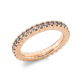 Flex-Ring aus 750 Gold Rotgold 33 Brillanten 0,93ct braun B:3,2mm 4er-Krappe
