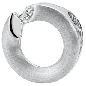 Anhänger Ø 16,6mm aus 585 Gold Weißgold mattiert 3 Diamanten 0,019 Ct. W-SI