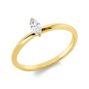 Solitaire Ring aus 750 Gelbgold Diamant Navette-Schliff 0,2ct TW-SI B:6,2mm