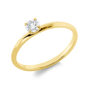 Solitaire Ring aus 750 Gold Gelbgold Brillant 0,2ct TW-SI B:3,9mm 4er-Krappe