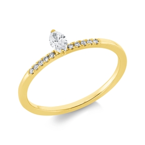 Ring aus 750 Gold Gelbgold 11 Diamanten 0,22ct TW-SI B:5,4mm 2er-Krappe