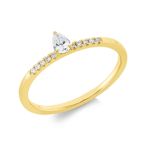 Ring aus 750 Gold Gelbgold 11 Diamanten 0,18ct TW-SI B:4,5mm 3er-Krappe