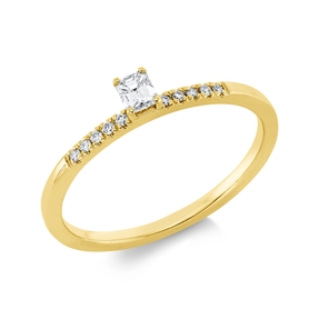 Ring aus 750 Gold Gelbgold 11 Diamanten 0,19ct TW-SI B:3,6mm 4er-Krappe