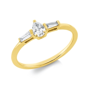 Ring aus 750 Gold Gelbgold 3 Diamanten 0,31ct TW-SI B:5,4mm 3er-Krappe