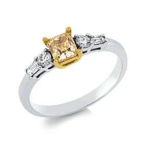 Ring aus 750 Gold gelb/weiß 5 Diamanten 1,38ct TW-SI B:6,3mm