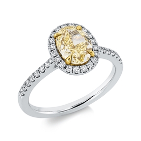 Ring 750 Gold yellow/white 37 Diamonds 1.58ct Width:10.3mm 4-prong setting