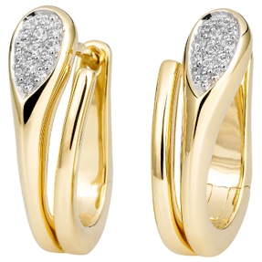 Ohrringe Creolen aus 585 Gold Gelbgold mit 26 Diamanten 0,142 Ct. W-SI