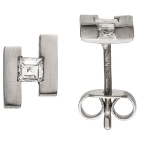 Paar Ohrstecker aus 950 Platin mattiert mit Diamanten Caree-Schliff 0,15 Ct W-SI Paar Ohrstecker aus 950 Platin mattiert mit Diamanten Caree-Schliff 0,15 Ct W-SI