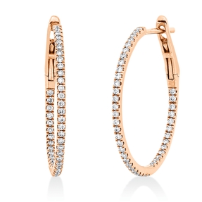 Creolen schmal aus 750 Gold Rotgold 86 Brillanten 0,33ct TW-SI 22,1x1,3mm Creolen schmal aus 750 Gold Rotgold 86 Brillanten 0,33ct TW-SI 22,1x1,3mm