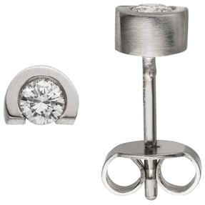 Paar Ohrringe Ohrstecker Halbkreise 950 Platin mattiert Diamanten 0,2 Ct. W-SI Paar Ohrringe Ohrstecker Halbkreise 950 Platin mattiert Diamanten 0,2 Ct. W-SI