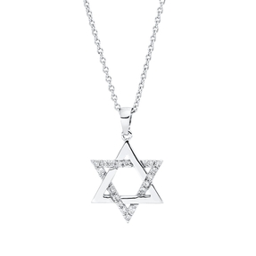 Collier David Stern aus 750 Weißgold 18 Brillanten 0,18ct F-SI L:42cm