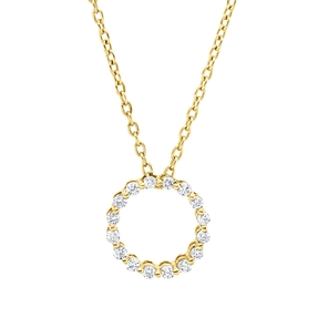 Collier Kreis aus 750 Gold Gelbgold 16 Brillanten 0,17ct TW-SI L:44cm