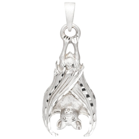 Anhänger 33,9x16,2mm hängende Fledermaus 925 Silber mattiert Silberanhänger