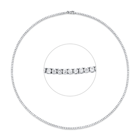 Collier aus 750 Gold Weißgold 211 Brillanten 6,23ct TW-SI L:45,7cm 4er-Krappe
