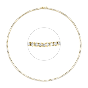 Collier aus 750 Gold Gelbgold 182 Brillanten 7,88ct TW-SI L:45,7cm 4er-Krappe