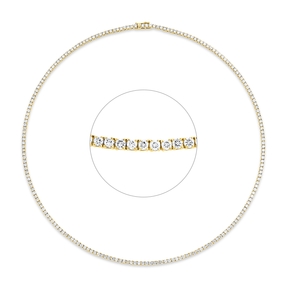 Collier aus 750 Gold Gelbgold 199 Brillanten 6,95ct TW-SI L:45,7cm 4er-Krappe