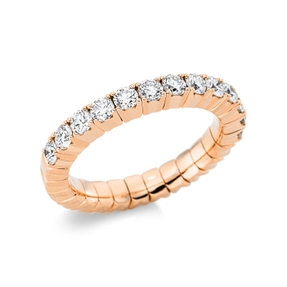 Flex-Ring aus 585 Gold Rotgold 13 Brillanten 0,97ct TW-SI B:3,3mm 4er-Krappe