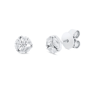 Ohrstecker aus 750 Gold Weißgold 8 Diamanten 0,49ct TW-SI 3,6x3,8mm