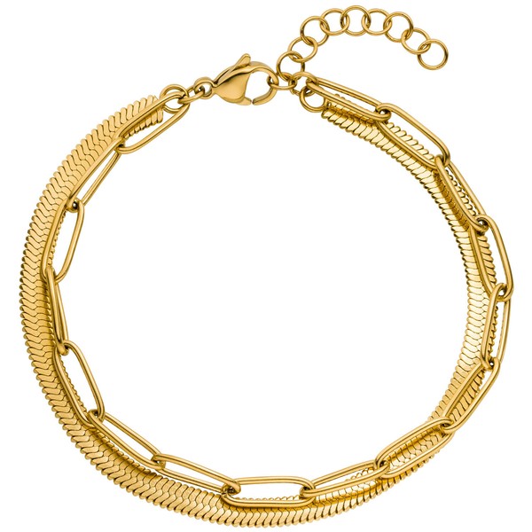 Armband Paper Clip und Schlangenkette goldfarben 20cm
