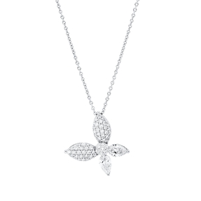 Collier Schmetterling aus 750 Weißgold 55 Diamanten 1,14ct TW-SI L:45,7cm