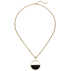Collier Halskette mit Anhänger Kreis Edelstahl gelbgoldfarben beschichtet 45,5cm