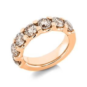 Ring aus 750 Gold Rotgold 7 Brillanten 3,51ct braun-SI B:5,6mm 4er-Krappe