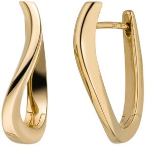 Ohrringe Creolen 20,6x2,7mm aus 585 Gold Gelbgold schlicht gewellt glänzend Ohrringe Creolen 20,6x2,7mm aus 585 Gold Gelbgold schlicht gewellt glänzend