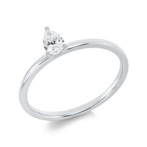 Solitaire Ring aus 750 Weißgold Diamant Tropfen-Schliff 0,26ct TW-SI B:5,9mm