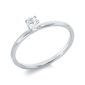 Solitaire Ring aus 750 Weißgold Diamant Oval-Schliff 0,25ct TW-SI B:4,7mm
