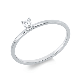 Solitaire Ring aus 750 Weißgold Diamant Smaragd-Schliff 0,15ct TW-SI B:3,7mm