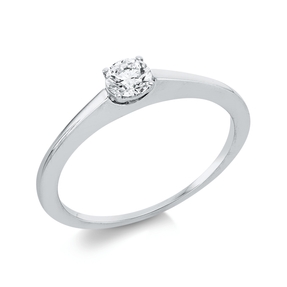 Solitaire Ring aus 750 Gold Weißgold Brillant 0,25ct TW-SI B:3,7mm 4er-Krappe