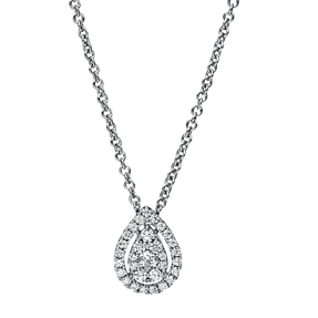 Collier Tropfen aus 585 Gold Weißgold 31 Diamanten 0,24ct TW-SI L:45cm