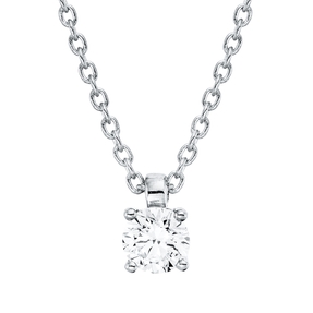 Solitaire Collier aus 750 Gold Weißgold Brillant 0,15ct TW-SI L:45cm 4er-Krappe